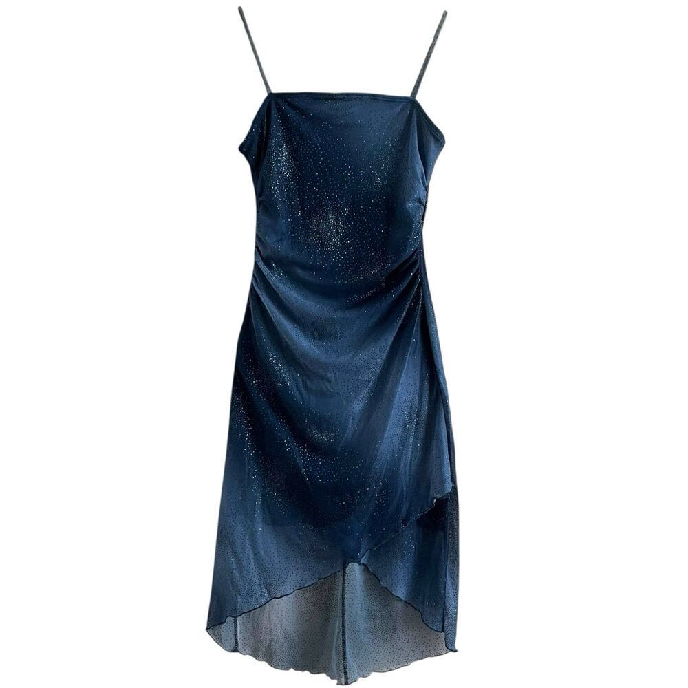 Y2K Taboo Asymmetrical Sparkle Dress XS S blue